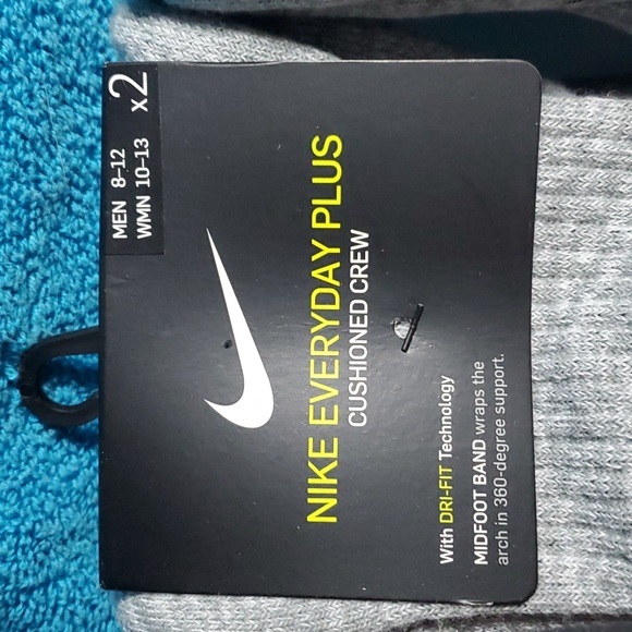 Mens NIKE Everyday PLUS Crew Socks 6 Pairs Dri Fit NEW Gray sock Large - Picture 2 of 4